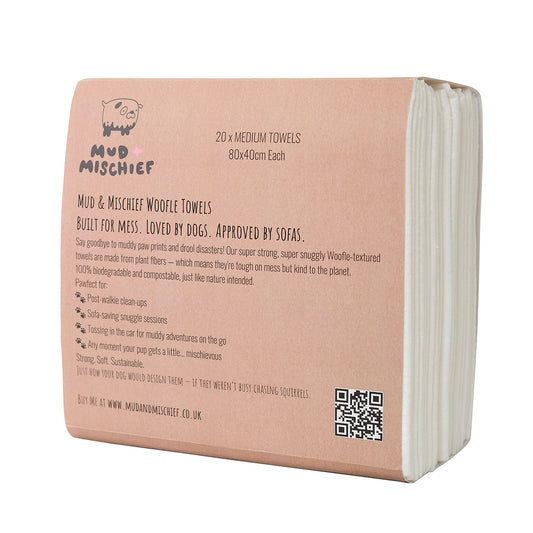 Mud and Mischief Biodegradable Woofle Dog Towels Medium 20-pack