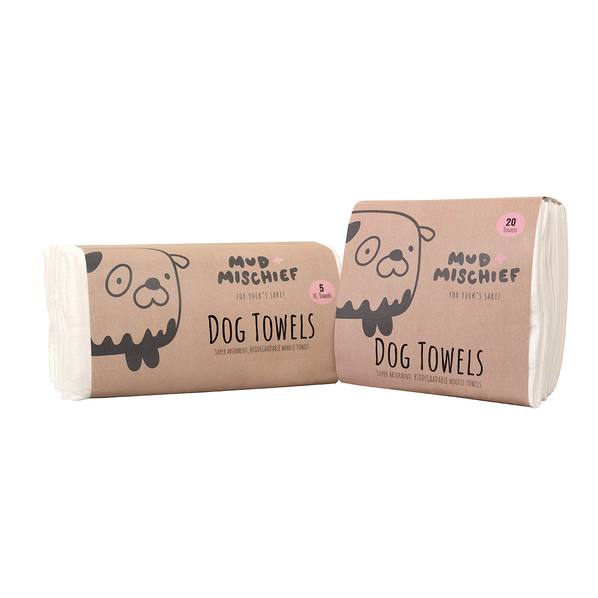 Mud and Mischief Biodegradable Duo Woofle Dog Towel Pack